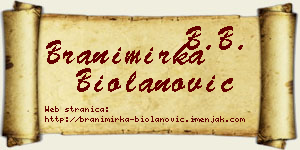 Branimirka Biolanović vizit kartica